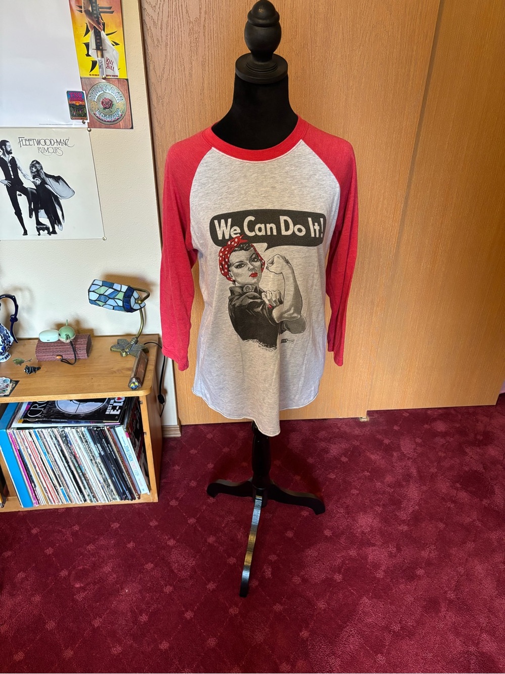 We Can Do It! Girls' Raglan Tee - Red/Gray